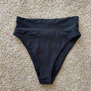 **SOLD** Aerie Jacquard High Cut Bikini Bottoms Black